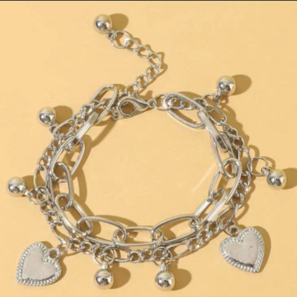 Silver Heart Charm Bracelet